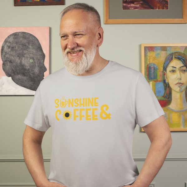 Unisex Round Collar t-shirt for your Summer practice with Sunshine & Coffee