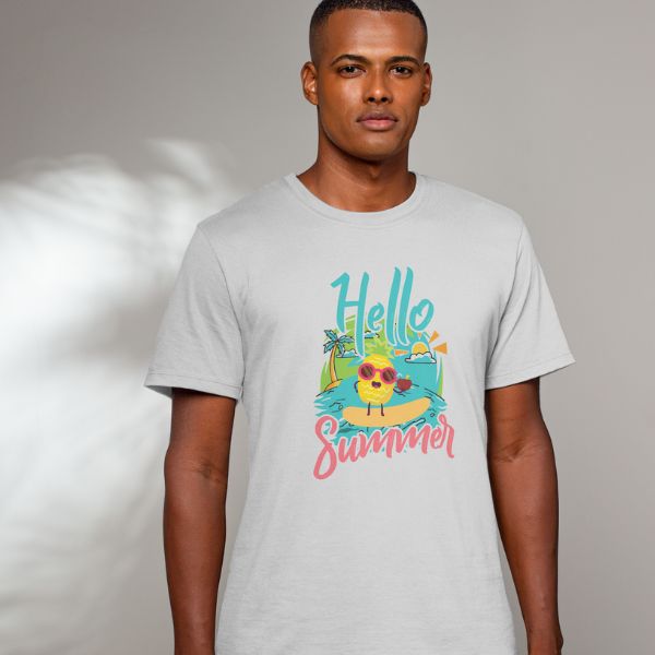 Unisex Round Collar t-shirt for your Summer practice with Hello Summer