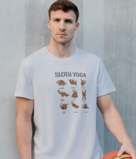 Unisex Round Collar t-shirt for your Yoga practice with Sloth Yoga
