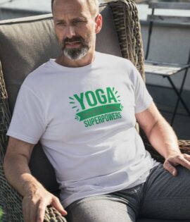 Unisex Round Collar t-shirt for your Yoga practice with Yoga Gives You Superpowers