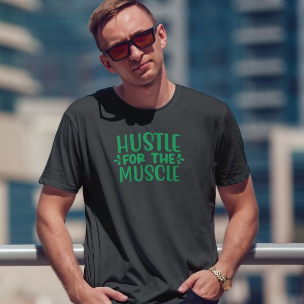 Unisex Round Collar t-shirt for your Yoga practice with Hustle For The Muscle
