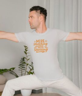 Unisex Round Collar t-shirt for your Yoga practice with More Stretching Less Stressing