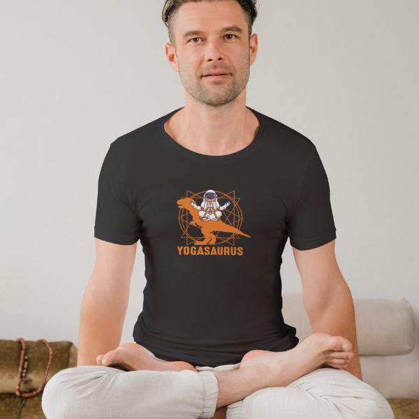 Unisex Round Collar t-shirt for your Yoga practice with Yogasaurus