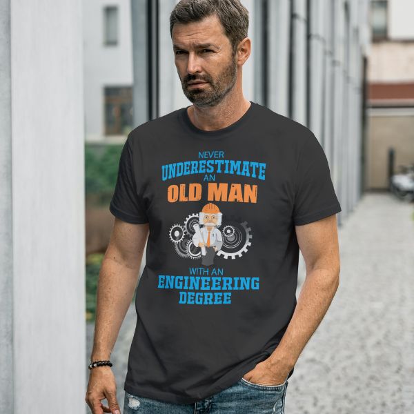 Unisex Round Collar t-shirt for your Profession never underestimate an old man with an engineering degree