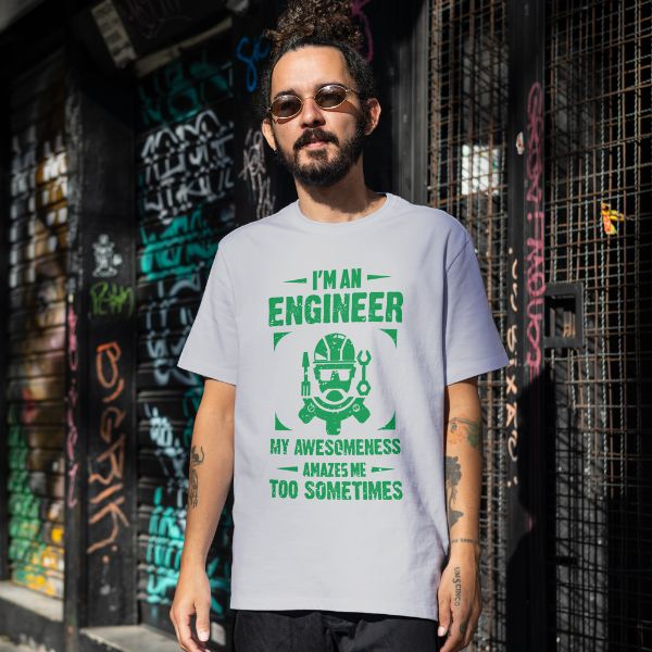 Unisex Round Collar t-shirt for your Profession I'm an engineer my awesomeness amazes me too sometimes
